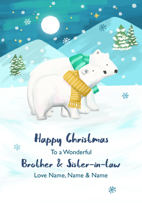 Brother and Sister in Law Polar Bears Personalised Christmas Card