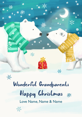 Grandparents Polar Bears Personalised Christmas Card