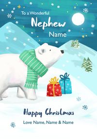 Nephew Polar Bear Personalised Christmas Card