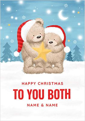 To Both of You Cute Bears Personalised Christmas Card