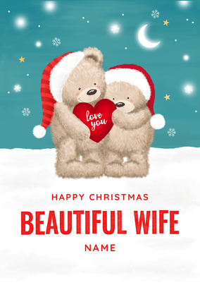 Big Love Bear - Wife Personalised Christmas Card