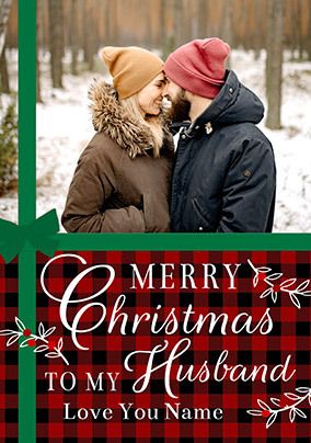 Husband Tartan Photo Christmas Card