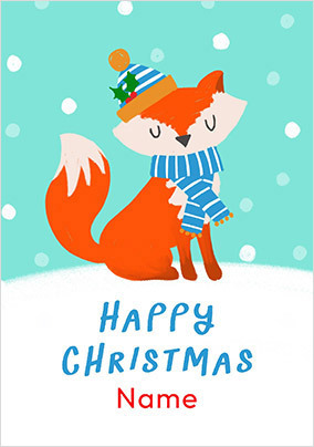 Cute Fox Personalised Christmas Card