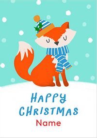 Cute Fox Personalised Christmas Card
