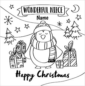 Wonderful Niece Colouring in Christmas Card