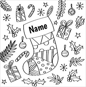 Christmas Stocking Colouring in Christmas Card