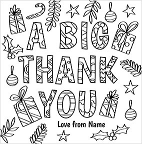 Thank You Colouring in Christmas Card