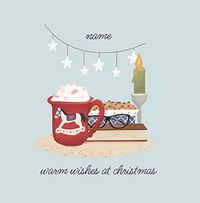 Warm Wishes Cocoa Personalised Christmas Card