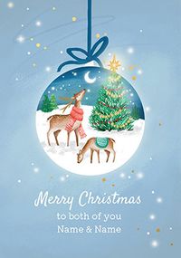 Both of You Deer Bauble Personalised Christmas Card