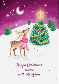 Deer with Lots of Love Personalised Christmas Card
