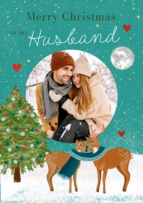 Husband Deer Photo Christmas Card