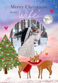 Wife Deer Photo Christmas Card