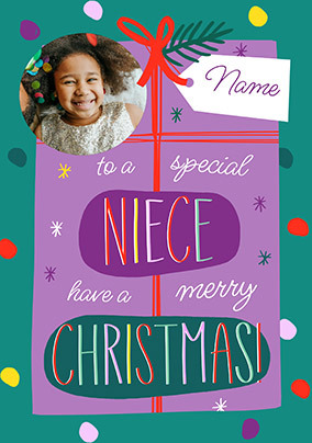 Special Niece Present Photo Christmas Card