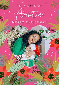 Tap to view Special Auntie Floral Photo Christmas Card