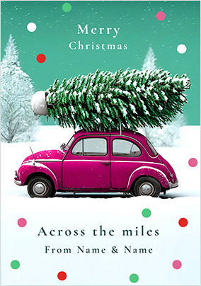 Across the Miles Car Personalised Christmas Card