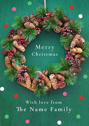 From the Family Wreath Personalised Christmas Card