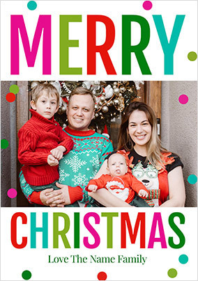 Merry Christmas Polka Dots Photo Card