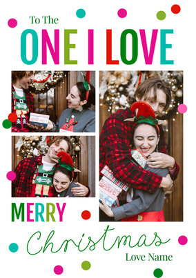 Polkadot One I Love Photo Christmas Card