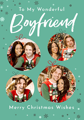 Wonderful Boyfriend 4 Photo Christmas Card