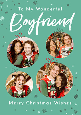 Wonderful Boyfriend 4 Photo Christmas Card