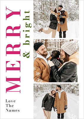 Merry and Bright 3 Photo Christmas Card