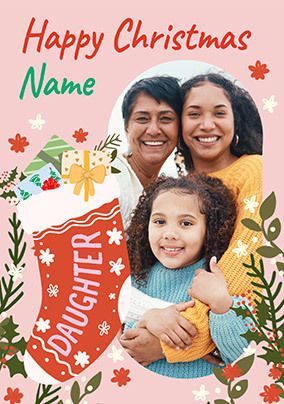 Daughter Stocking Photo Christmas Card