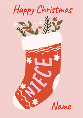 Niece Stocking Personalised Christmas Card