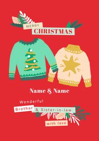 Brother and Sister in Law Christmas Jumpers Personalised Card