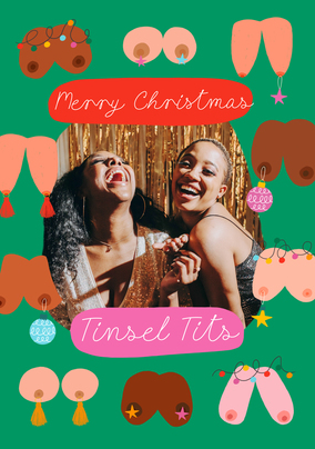 Tinsel Tits Photo Christmas Card