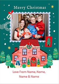 Tap to view 4 Names Christmas Stamp Photo Card