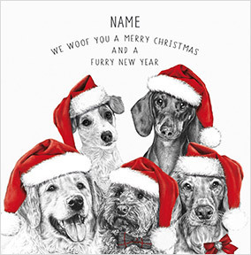 Santa Dogs Merry Christmas And Happy New Year Square Card