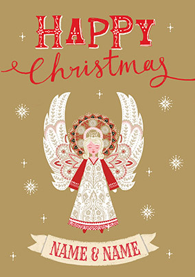 Illustrated Angel Personalised Christmas Card
