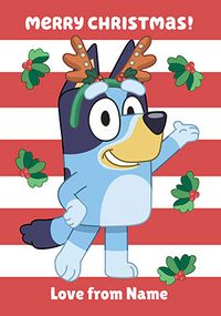 Tap to view Bluey Red And White Stripes Christmas Card