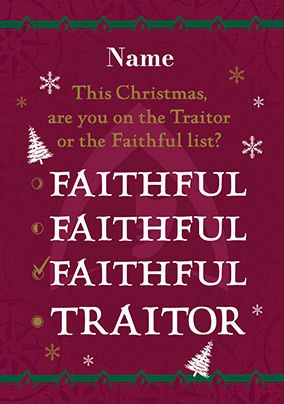 Photo of The Traitors Traitor Or Faithful List Christmas Card