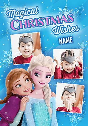 Frozen Anna And Elsa 3 Photo Christmas Card