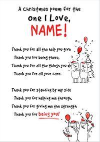 Tap to view One I love Christmas Poem Card