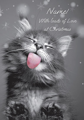 Black And White Kitten Christmas Card