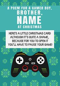 Tap to view Brother Gamer Boy Poem Christmas Card