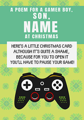 Son Gamer Boy Poem Christmas Card