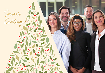 Landscape Holly Tree Seasons Greetings Corporate Christmas Card