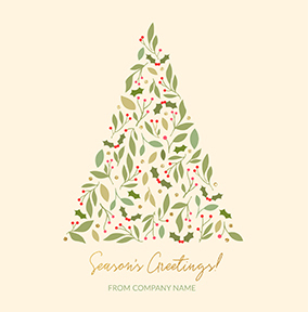 Holly Print Tree Square Corporate Christmas Card