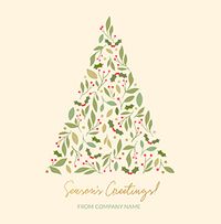 Tap to view Holly Print Tree Square Corporate Christmas Card