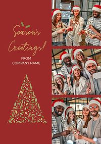 Tap to view 3 Photo Season's Greetings Red Corporate Christmas Card