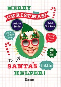 Tap to view Funky Faces Santa's Little Helper Green Christmas Card