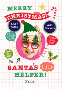 Tap to view Funky Faces Santa's Little Helper Pink Christmas Card