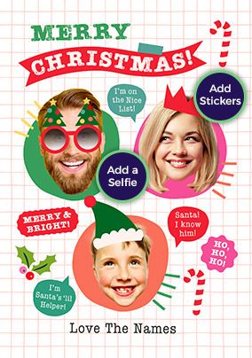 Photo of Funky Faces Merry Christmas From The 3 of Us Card