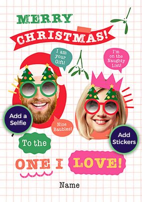Photo of Funky Faces One I Love Christmas Card