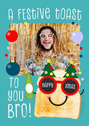 A Festive Toast Brother Photo Christmas Card