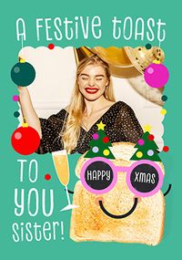 Tap to view A Festive Toast Sister Photo Christmas Card