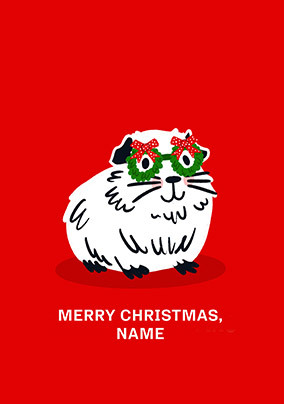 Illustrated Guinea Pig Christmas Card